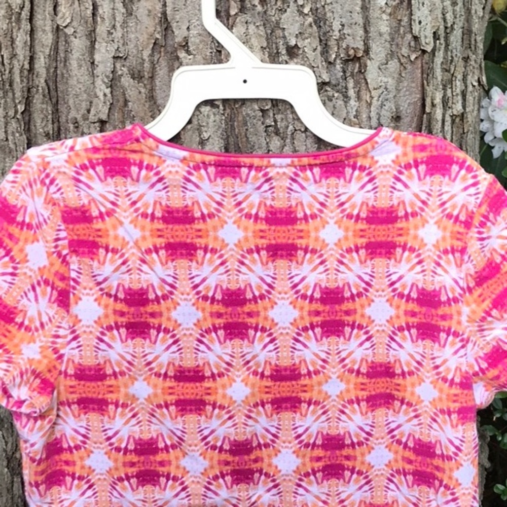 Kim Rogers Tie Dye Pink Orange and White Short sleeves Tee PS Petite Small